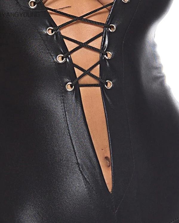 Sexy Black Gothic Long Sleeve Bodysuit