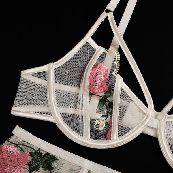 Flower Rose Embroidered lingerie Set