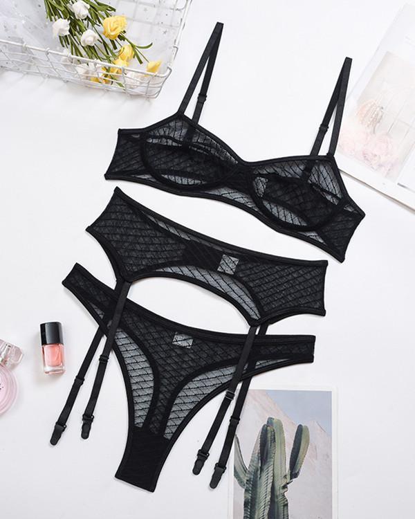 Black Lace Detail Bralette & Panties Lingerie Set