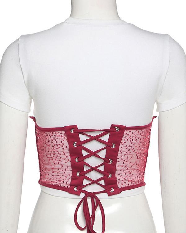 Fashion Lace-up Red Corset Party Outfits Clubwear