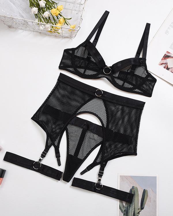 Black Mesh Lingerie Set