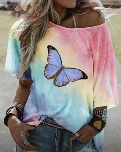 Women's t Shirt Butterfly Printed Summer Tops