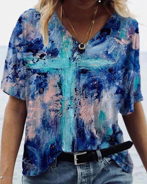 Graffiti Cross Painting Print T-shirt