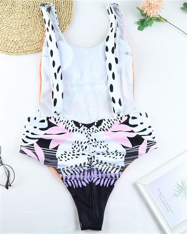 Leopard Printed Backless One Piece Bikini