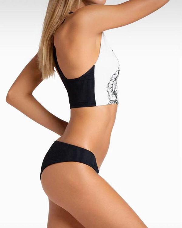 Tiger Print Sexy Zipper Bikini