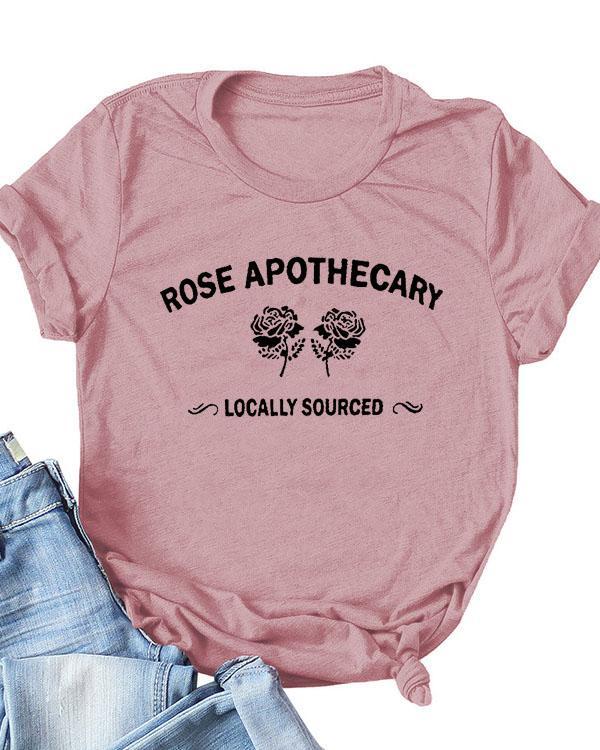 Rose Apothecary Letter Print Daily Casual T-shirts