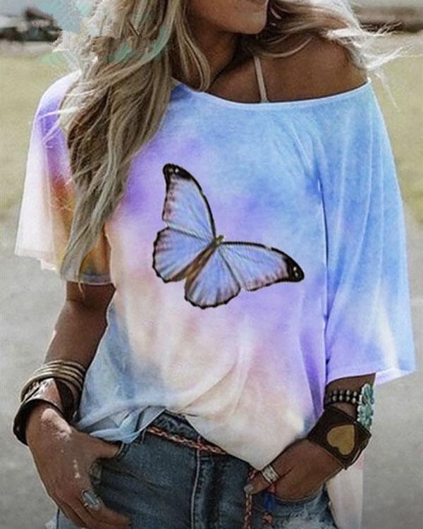 Women's t Shirt Butterfly Printed Summer Tops