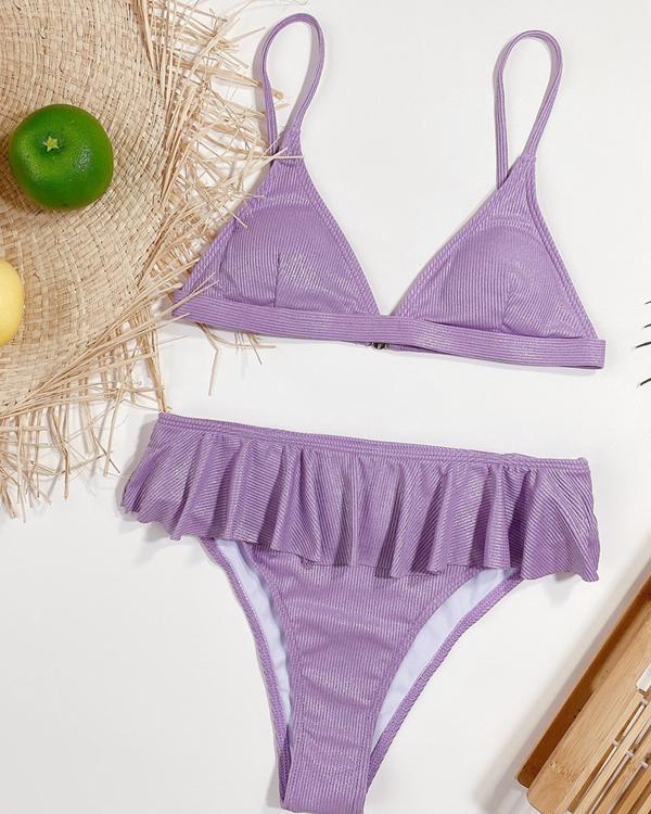 Women's Purple Bikini With Ruffled Swimsuit