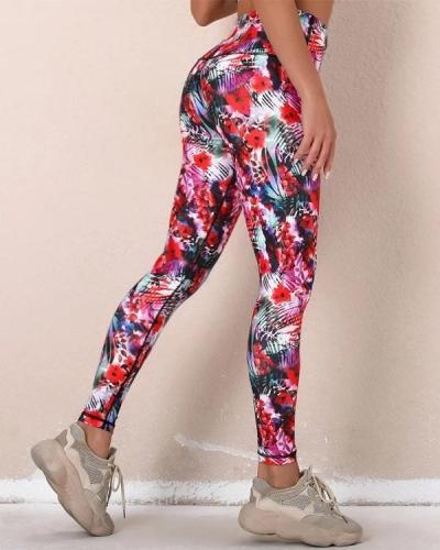 Multicolor Digital Print Sport Yoga Pants