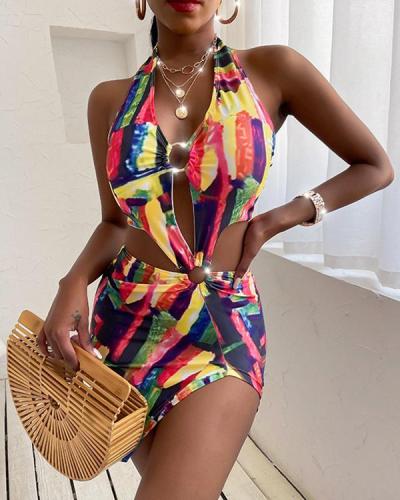 Sexy High Stretch Printed One-Piece Swimsuit