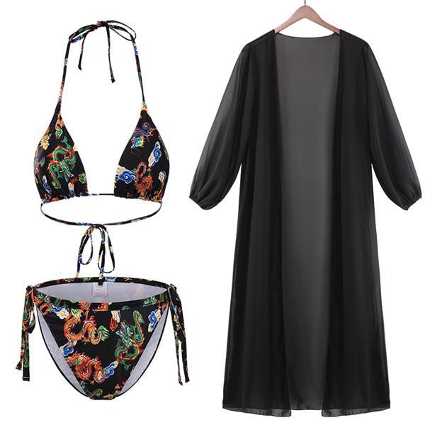 Lovely Sexy Floral Print Three-piece Swimsuit(With Cover-up)