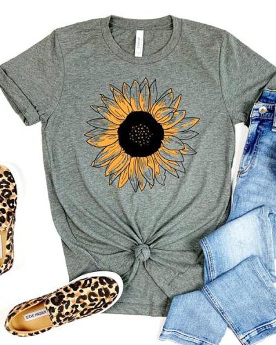 Casual Sunflower Tees T-shirt