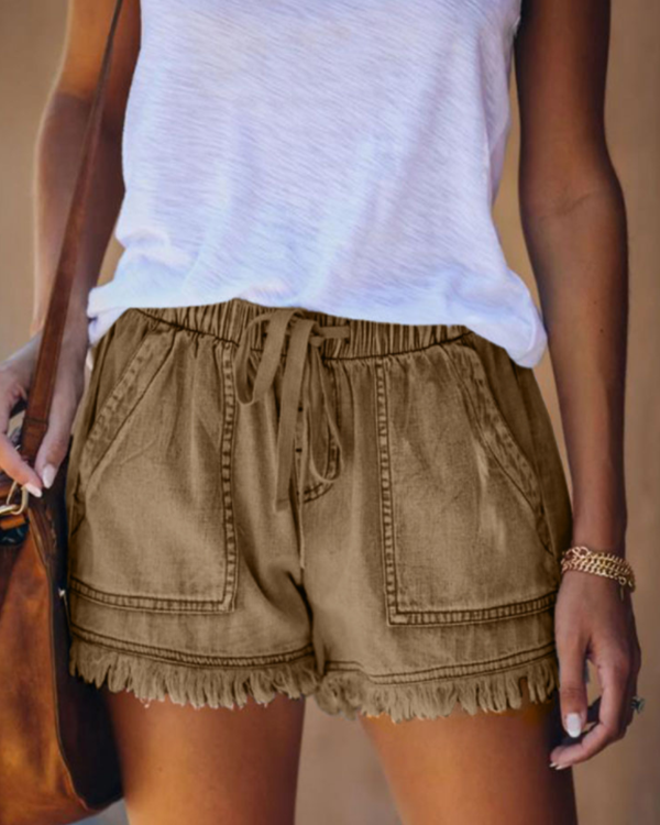 Frayed Hem Denim Shorts