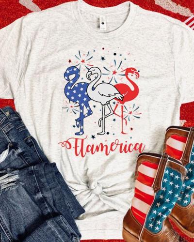 Flamerica 4th of July Funny Flamingo T-shirt