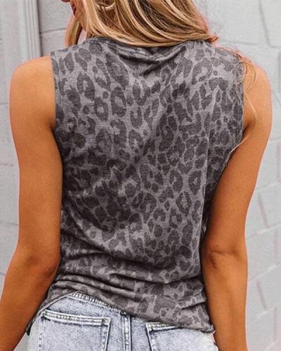 Leopard Lip Printed Sleeveless T-shirts