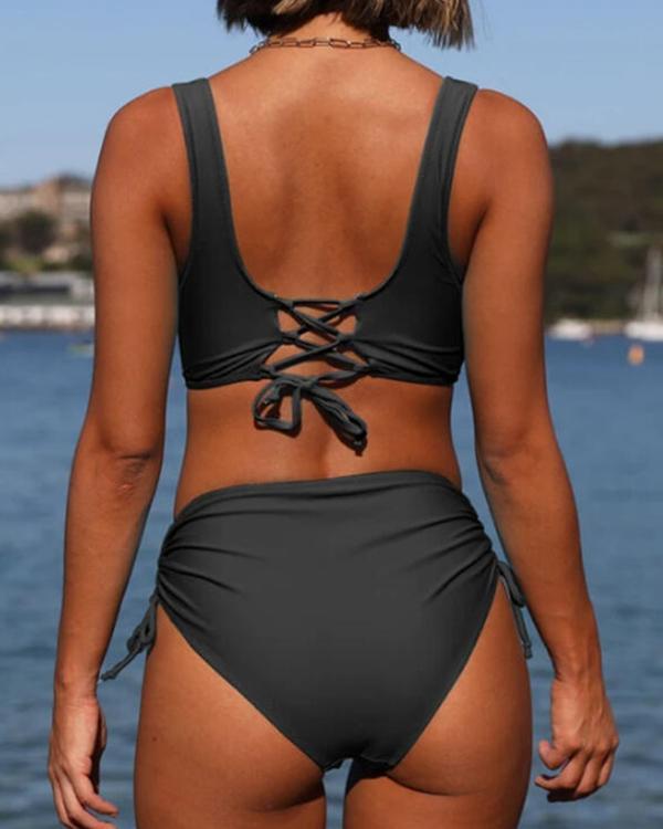 Ruffles Strap V-neck Elegant Bikinis Swimsuits