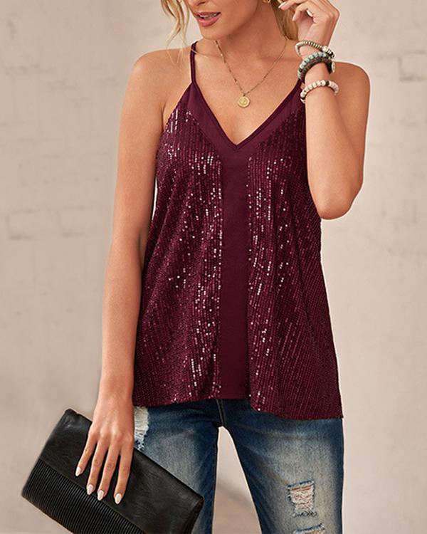 Wear Loose Sequined Camisole Tops Inside And Outside In Summer
