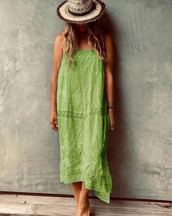 Fashion Solid Casual Loose Sling Beach Dress