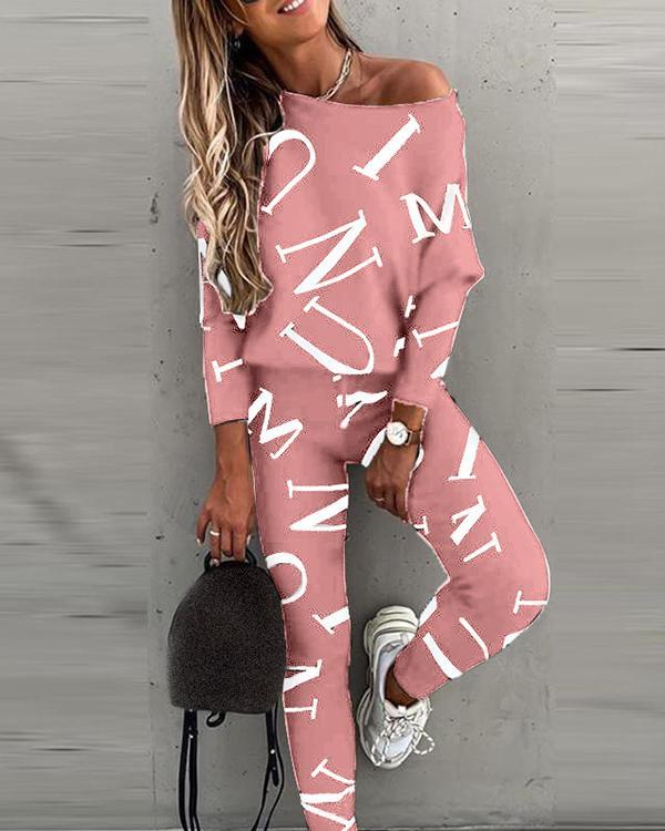 Fashion Letter All over Print Jogging Suits