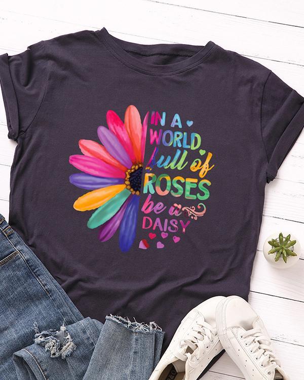 Womens Plus Size Letter Print Be A Daizy T-shirt