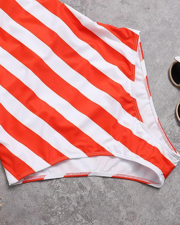 Spaghetti Strap Stripe One Piece Women's Swimsuit