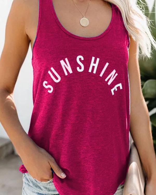 The Letters Print Summer Casual Tank Tops