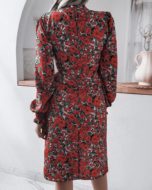 Women Floral Print Elegant Dress