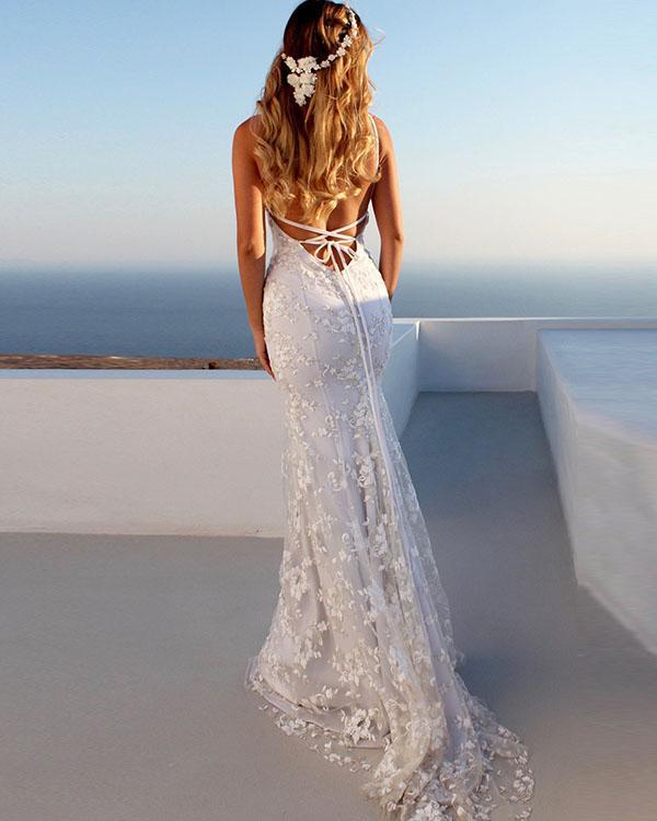 Women Elegant Maxi Slim Bodycon White Lace Dress