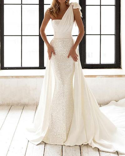 Elegant Wedding Dress Sequin Knotted Bodycon Dress