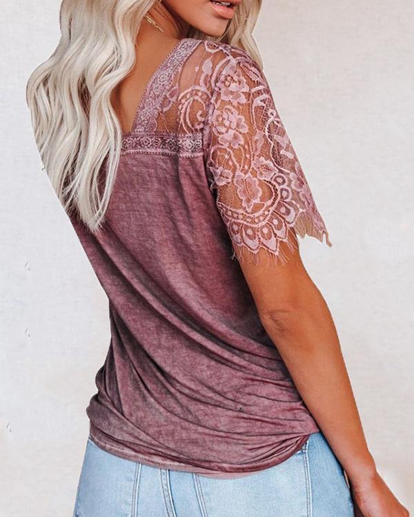 Casual Lace V-neck Summer Blouse