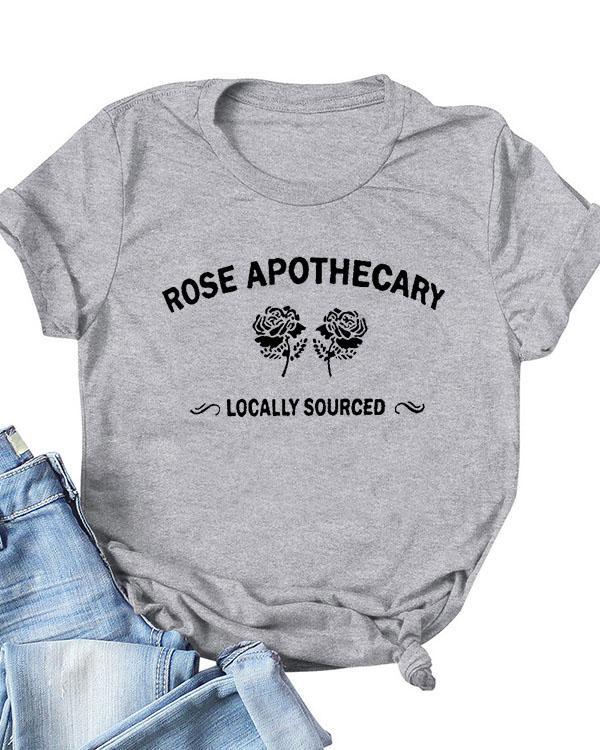 Rose Apothecary Letter Print Daily Casual T-shirts
