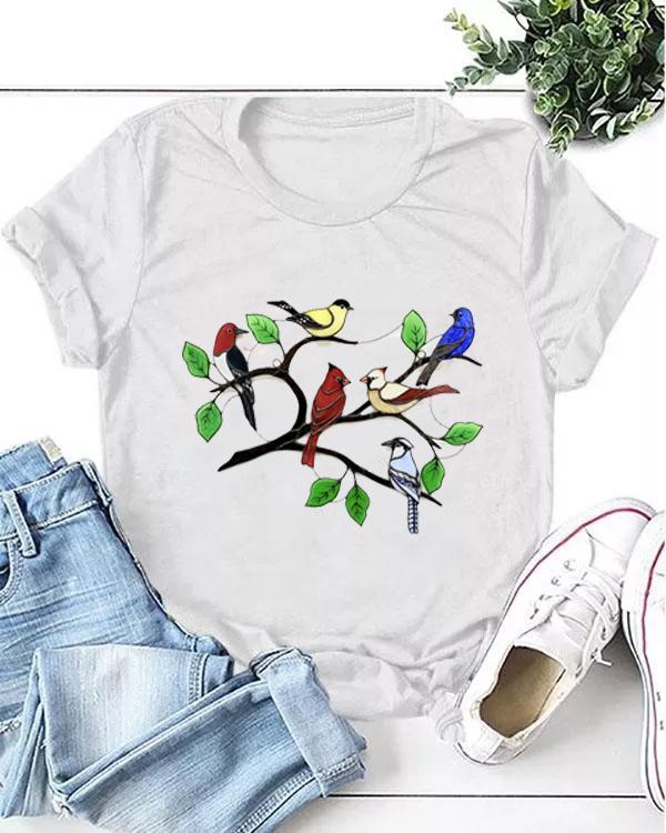 Stained Glass Birds Print Birds T-shirt