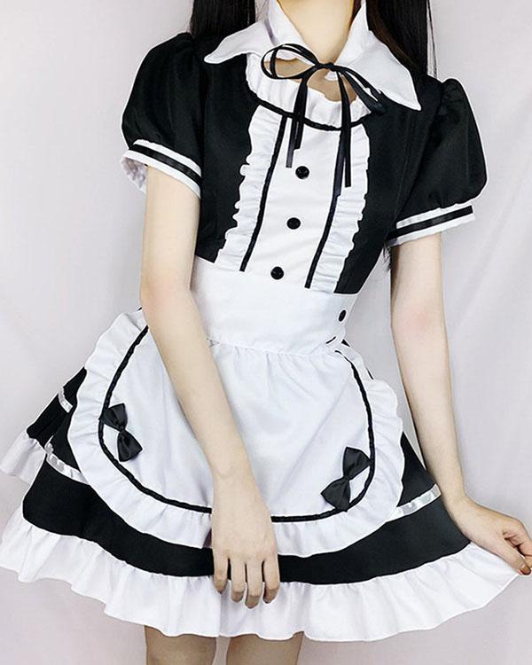 Sexy Maid Cosplay Costume Women French Maid Dress Schoolgirl Outfit Babydoll Dresses
