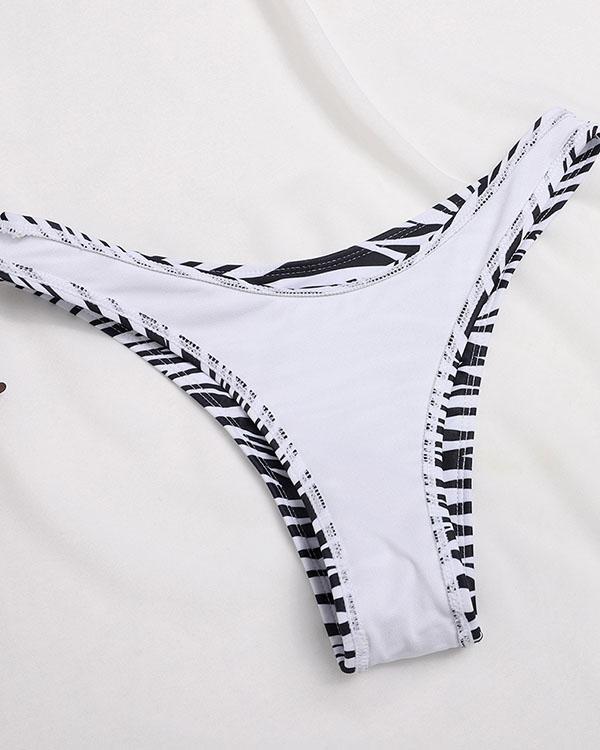 Short Sleeve Zebra Print Bikini Sets