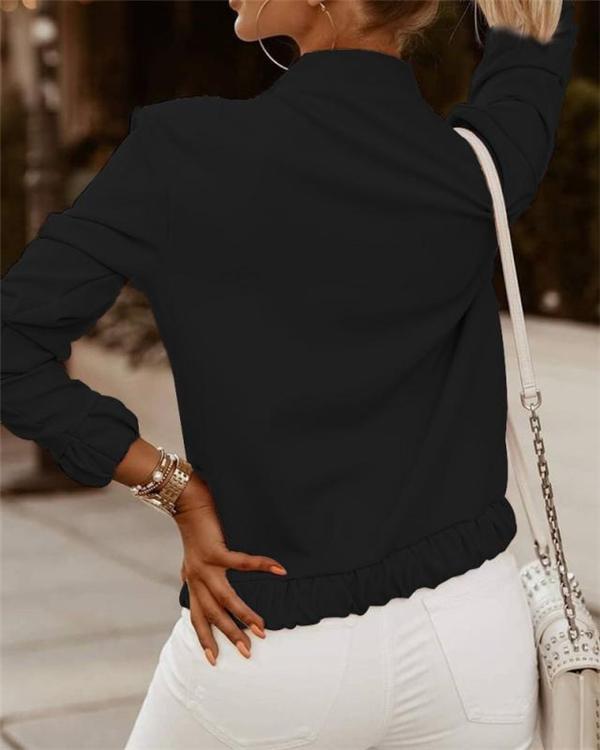 Women's Jackets Zip Embellished Long Sleeve Jacket