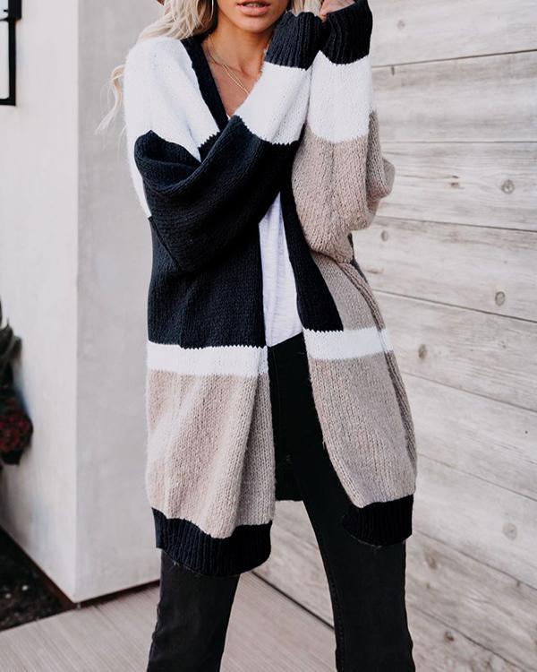 Fashion Color-block Knitted Cardigan