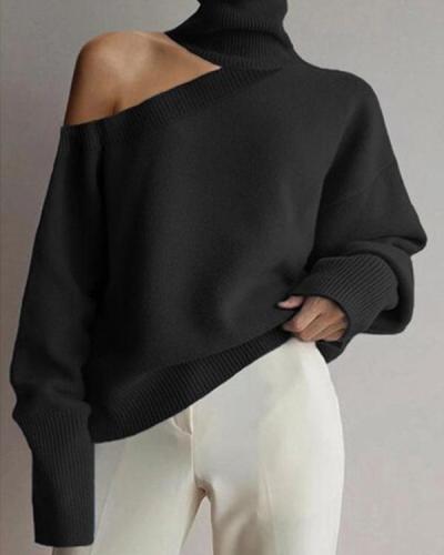 Sexy Off-Shoulder Pure Color Women's Sweater