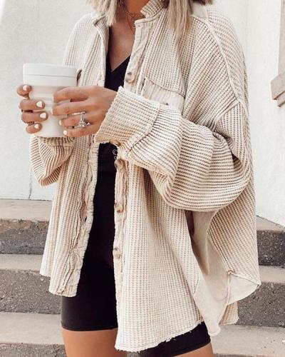 Long sleeve loose button jacket