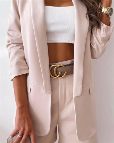 Pure color long-sleeved small suit ladies jacket
