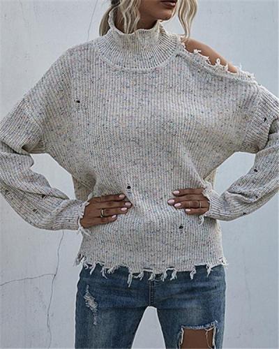 Autumn Solid Color Knitted Sweater