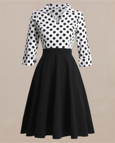 Vintage Dress Hepburn Style Retro Wave Point
