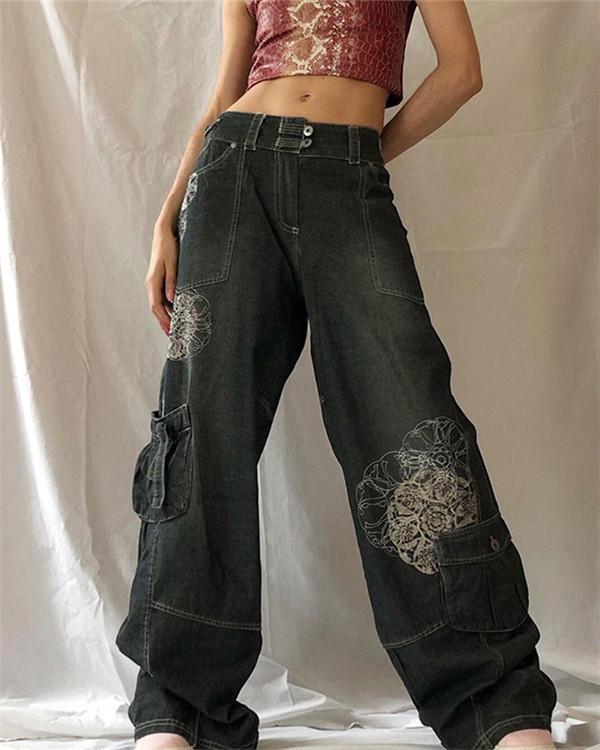 Women's Embroidered Flared Jeans