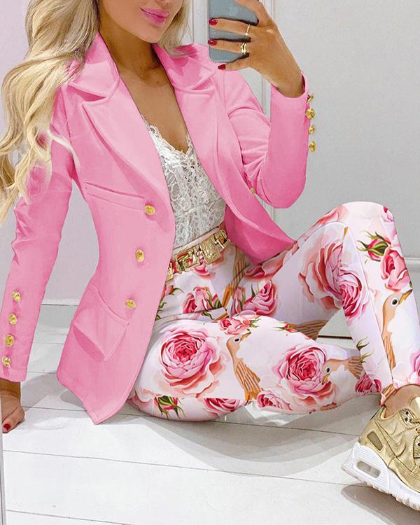 Fashion Printed Jacket And Trousers Two-piece Suit