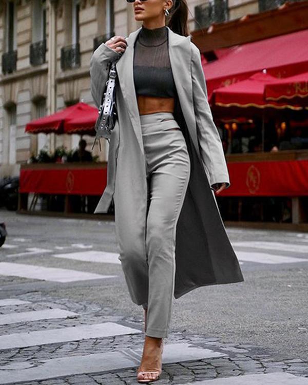 Pure Color Casual High-waisted Leggings Two-piece Suit