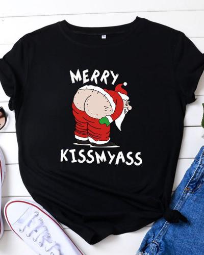 Funny Christmas Printed Casual Short Sleeves T-Shirt