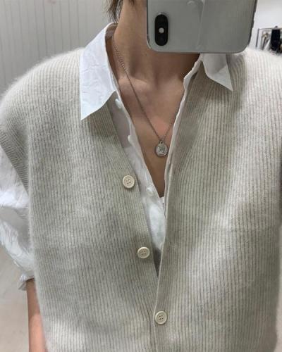 Women Knitting V-neck Button Sweater Vest