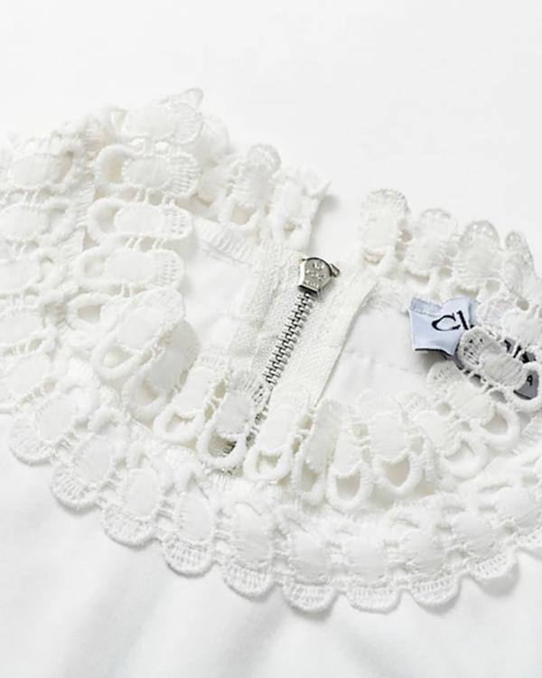 Elegant Pure White Lace Two-piece Suit Dress