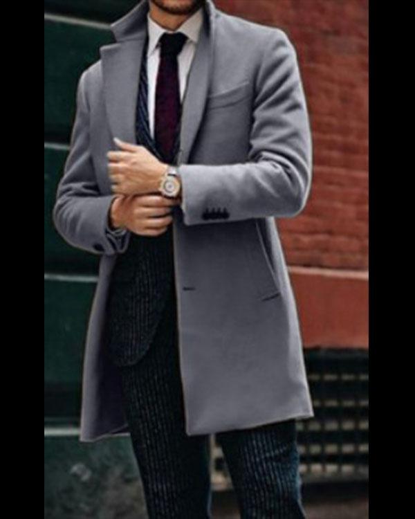 Men's Fashion Business Mid Length Blazer Office Casual Winter Coat