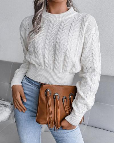 Waist knit cropped sweater