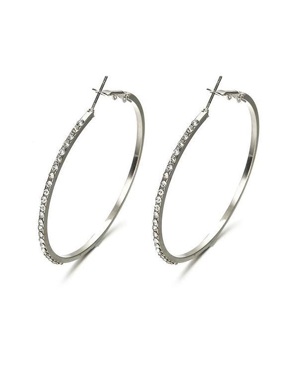 Shiny Rhinestone Classic Big Hoop Earrings